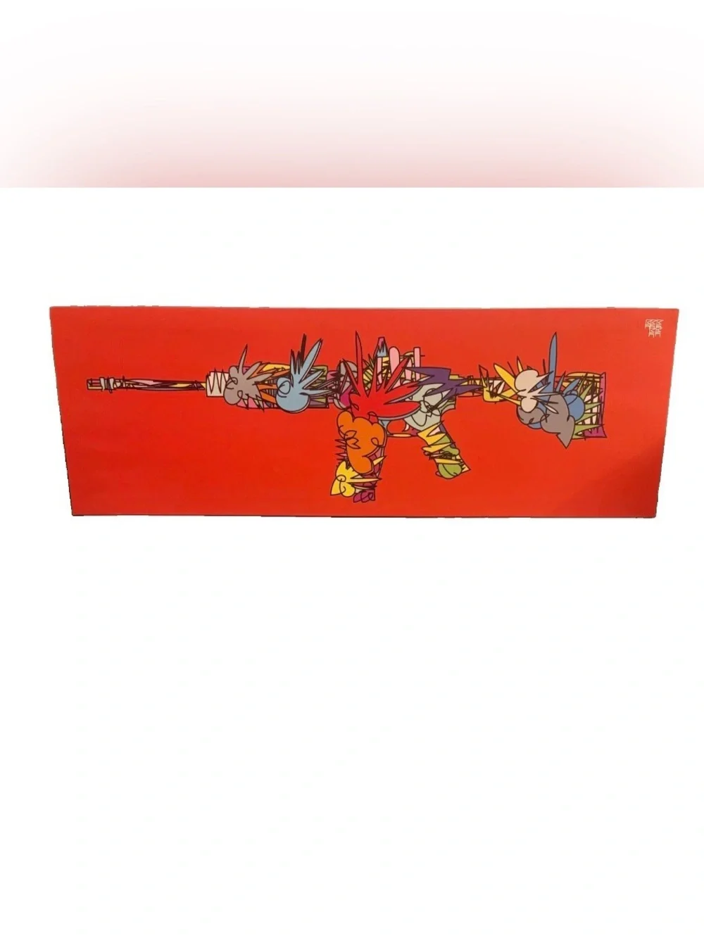 TECHNODROME1 AK47 Pop Art Canvas Print 48” x 16” Red Graffiti Contemporary Art